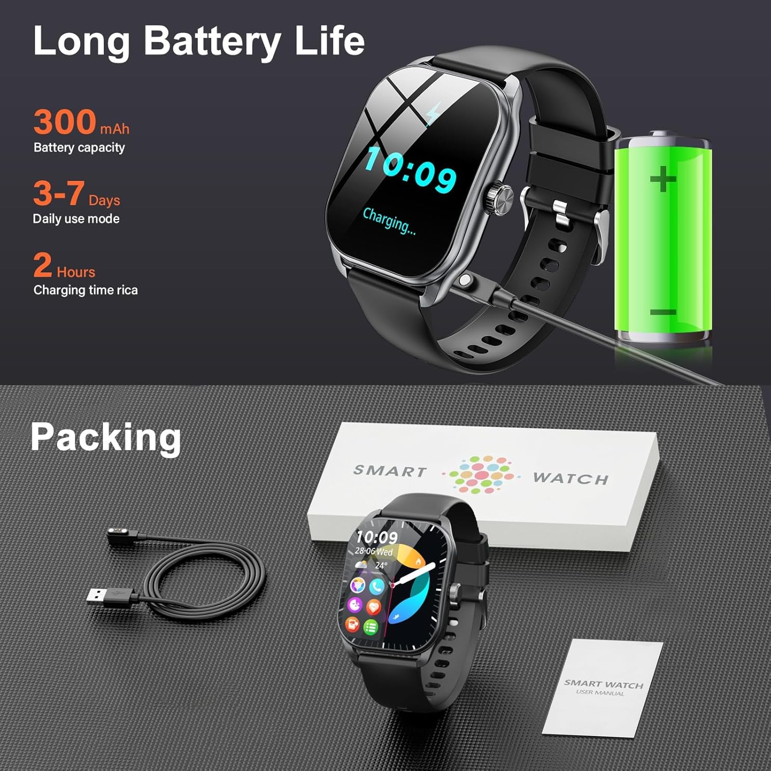 Curve Smart Watch for Men(Answer/Make Call), 2.01" Smartwatch with Heart Rate/Sleep Monitor, Fitness Tracker with 120+ Sports Modes IP68 Waterproof Fitness Watch for Android iOS - Image 3