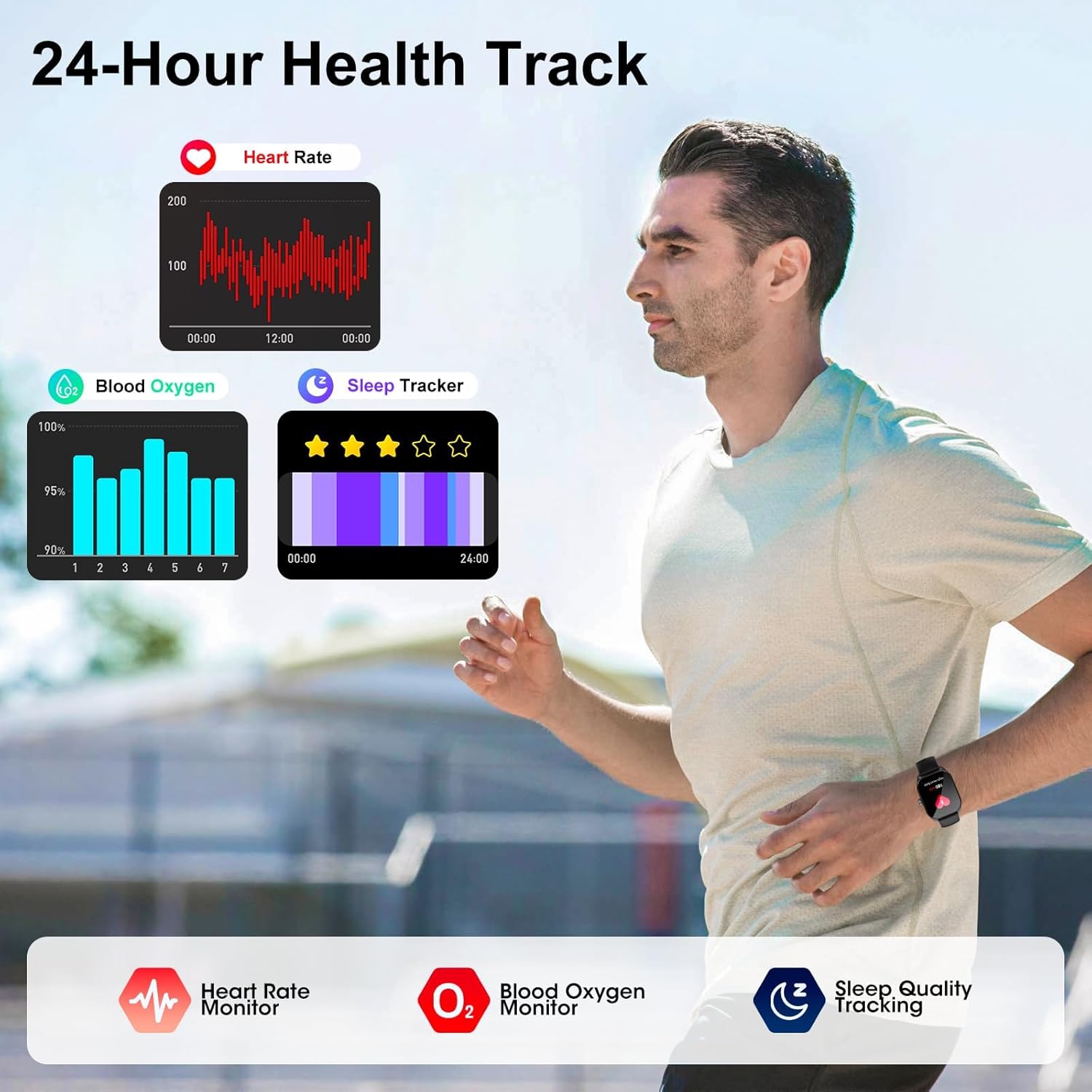 Curve Smart Watch for Men(Answer/Make Call), 2.01" Smartwatch with Heart Rate/Sleep Monitor, Fitness Tracker with 120+ Sports Modes IP68 Waterproof Fitness Watch for Android iOS - Image 6