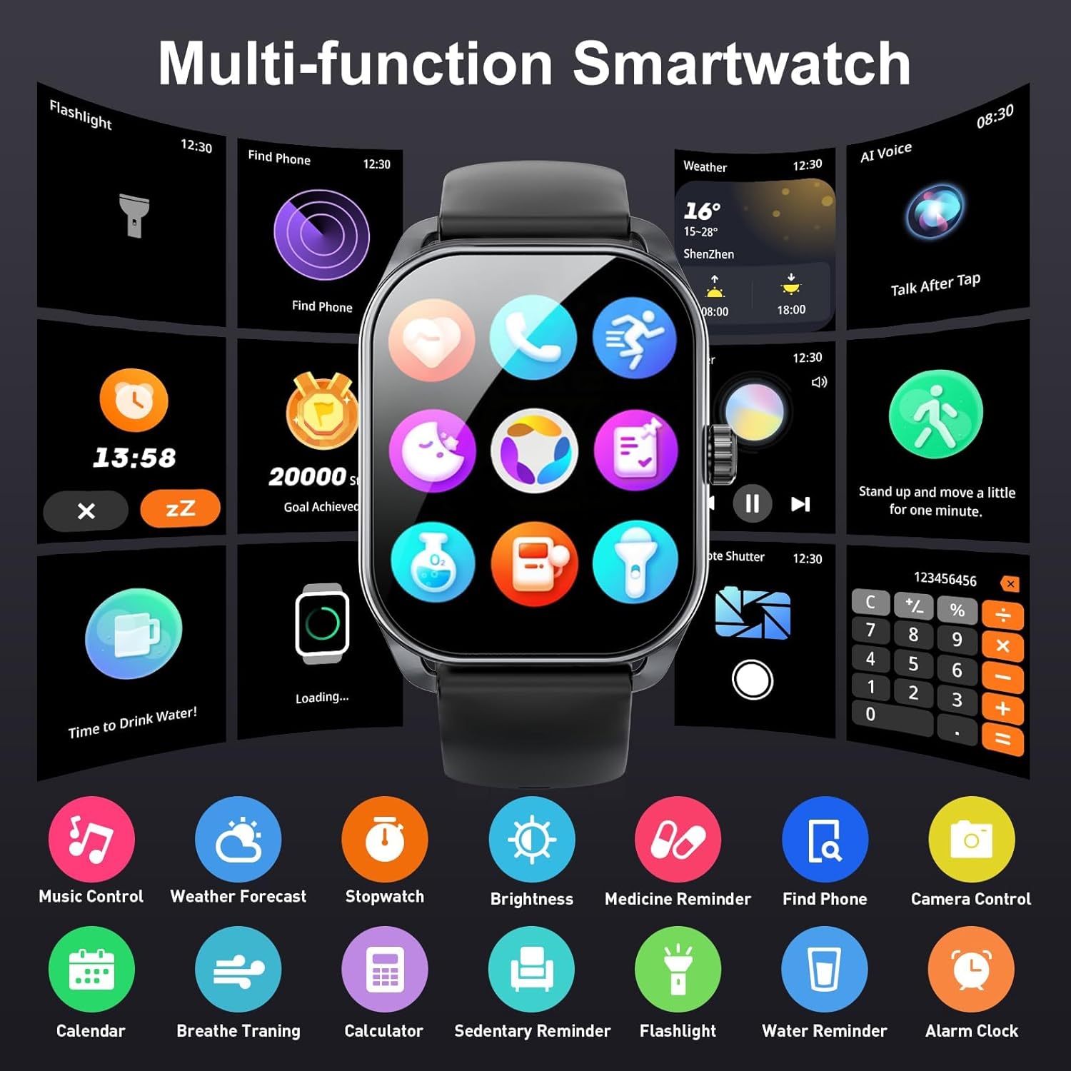 Curve Smart Watch for Men(Answer/Make Call), 2.01" Smartwatch with Heart Rate/Sleep Monitor, Fitness Tracker with 120+ Sports Modes IP68 Waterproof Fitness Watch for Android iOS - Image 7