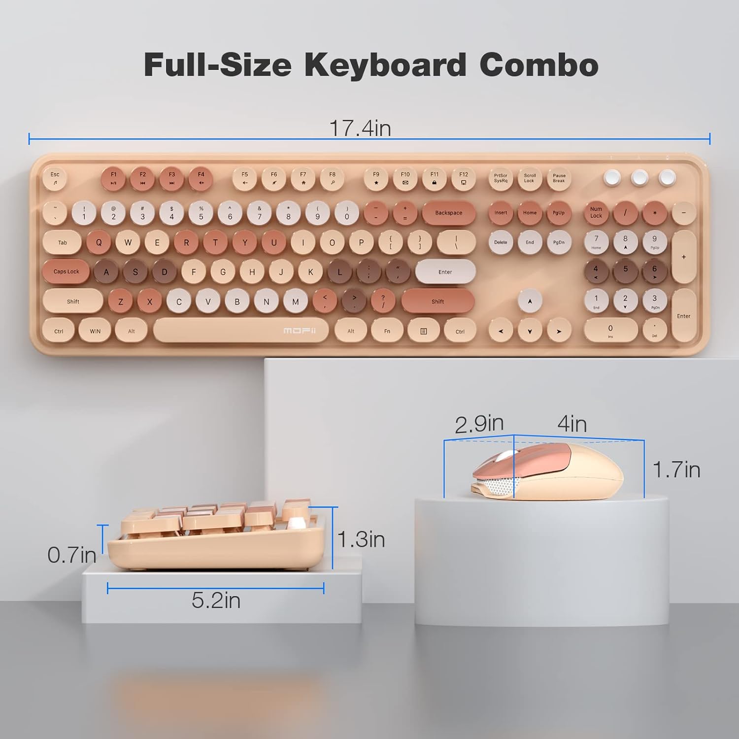 MOFII Wireless Keyboard and Mouse Combo,2.4GHz Retro Full-Size Keyboard with Number Pad and Cute Mouse for Computer PC Desktops Laptop WindowsxP/7/8/10(Milk Tea Colorful-B) - Image 7