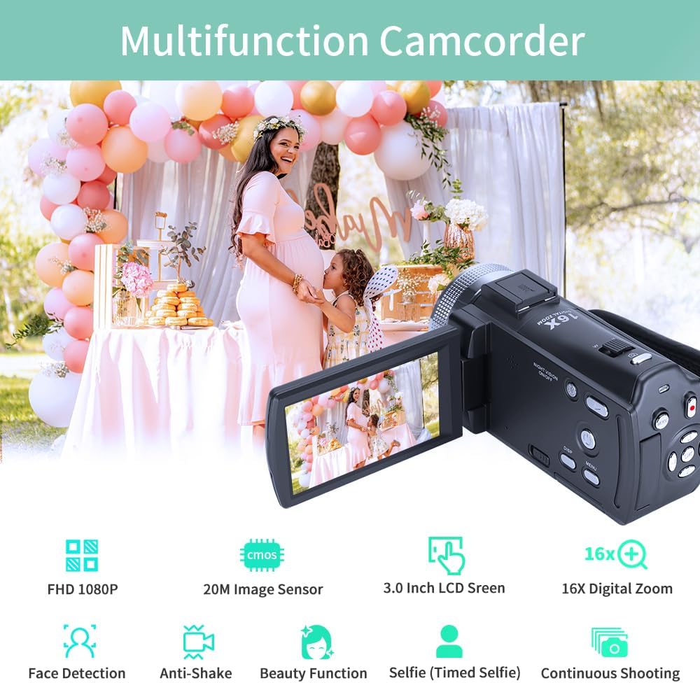 ORDRO Camcorders HDV-V12 HD 1080P Video Camera Recorder Infrared Night Vision Camera Camcorders with 16G Memory Card and 2 Batteries - Image 3