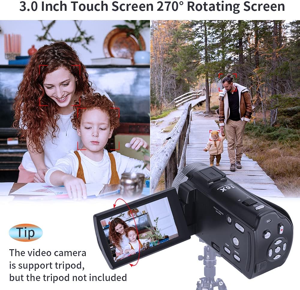 ORDRO Camcorders HDV-V12 HD 1080P Video Camera Recorder Infrared Night Vision Camera Camcorders with 16G Memory Card and 2 Batteries - Image 4