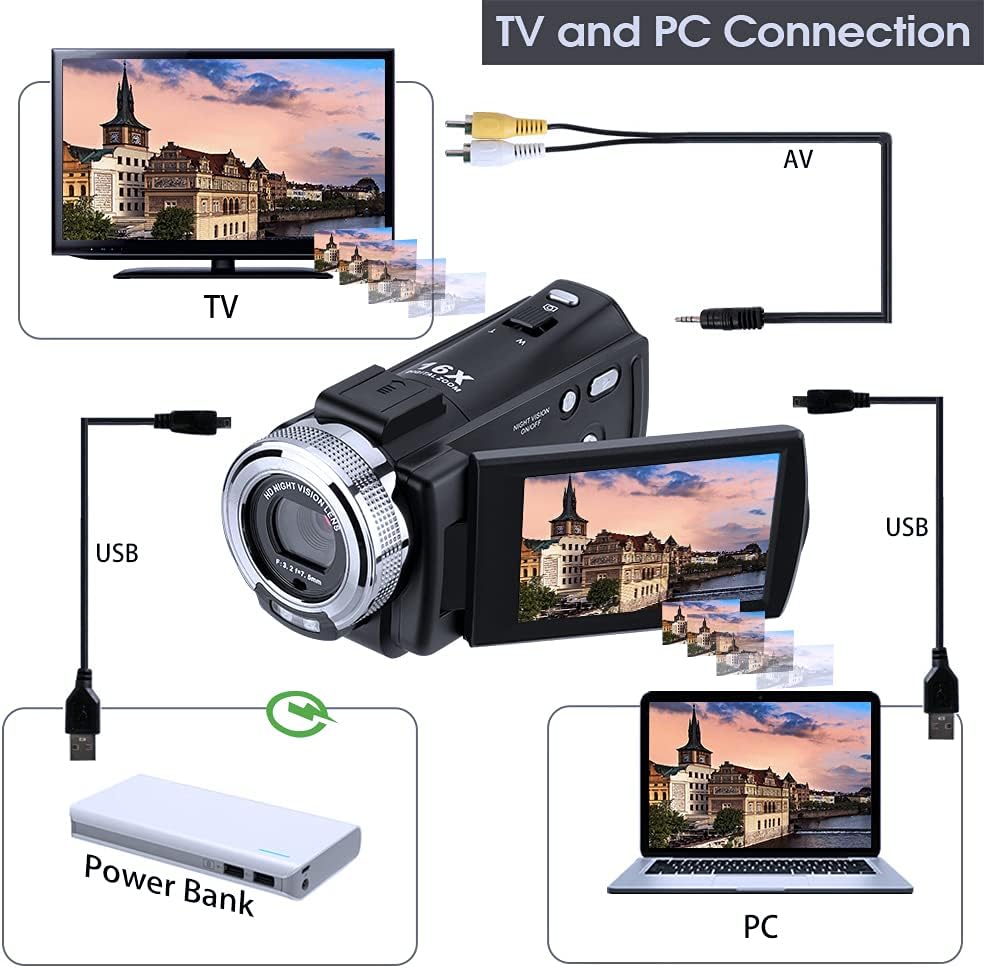 ORDRO Camcorders HDV-V12 HD 1080P Video Camera Recorder Infrared Night Vision Camera Camcorders with 16G Memory Card and 2 Batteries - Image 6