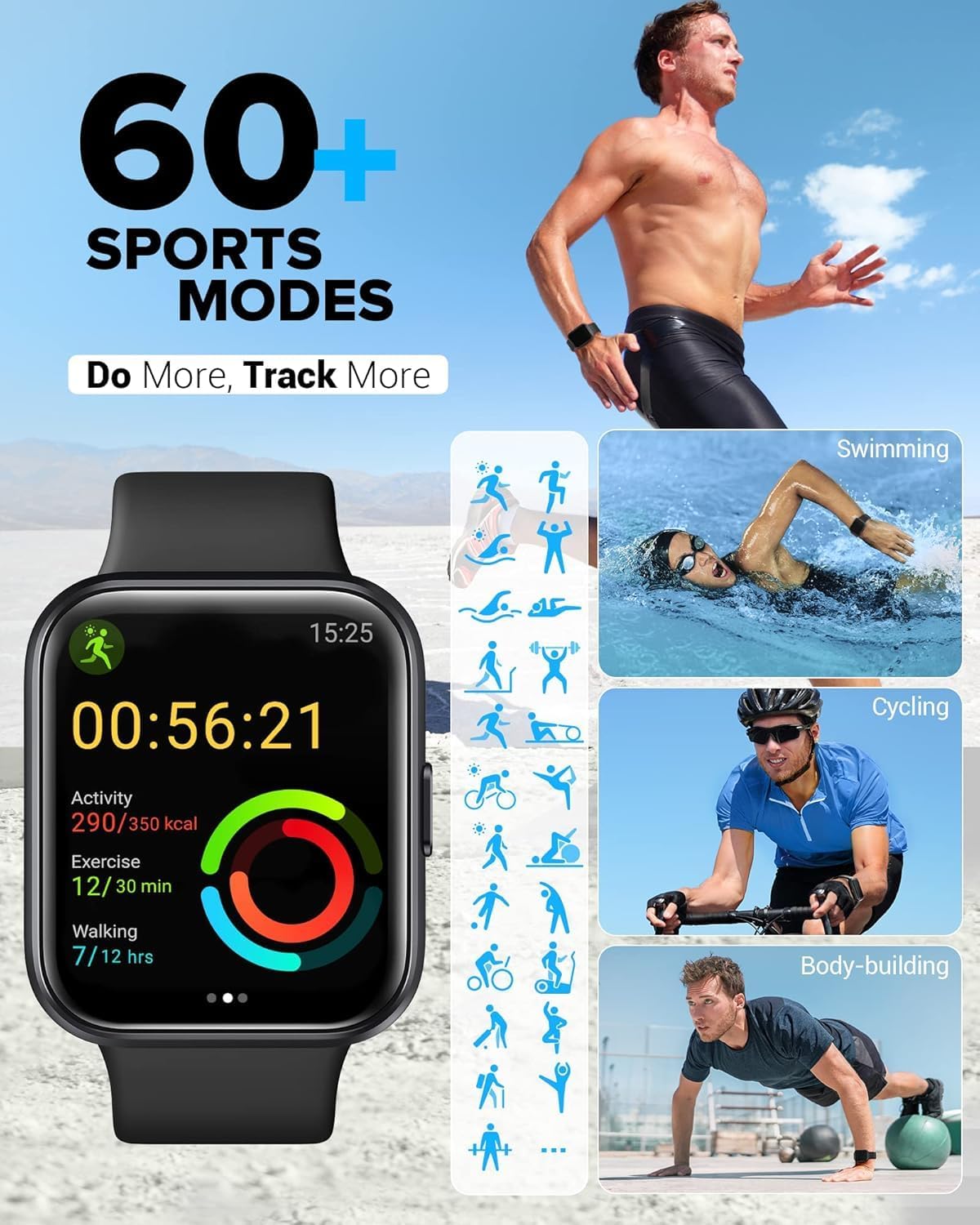 Smart Watch for Men Women Android iPhone, Alexa Built-in Fitness Watch with 1.8" LCD Screen & Bluetooth Call (Make/Answer), Heart Rate/SpO2/Sleep Monitor, 100 Sports, IP68 Waterproof Smartwatch - Image 5