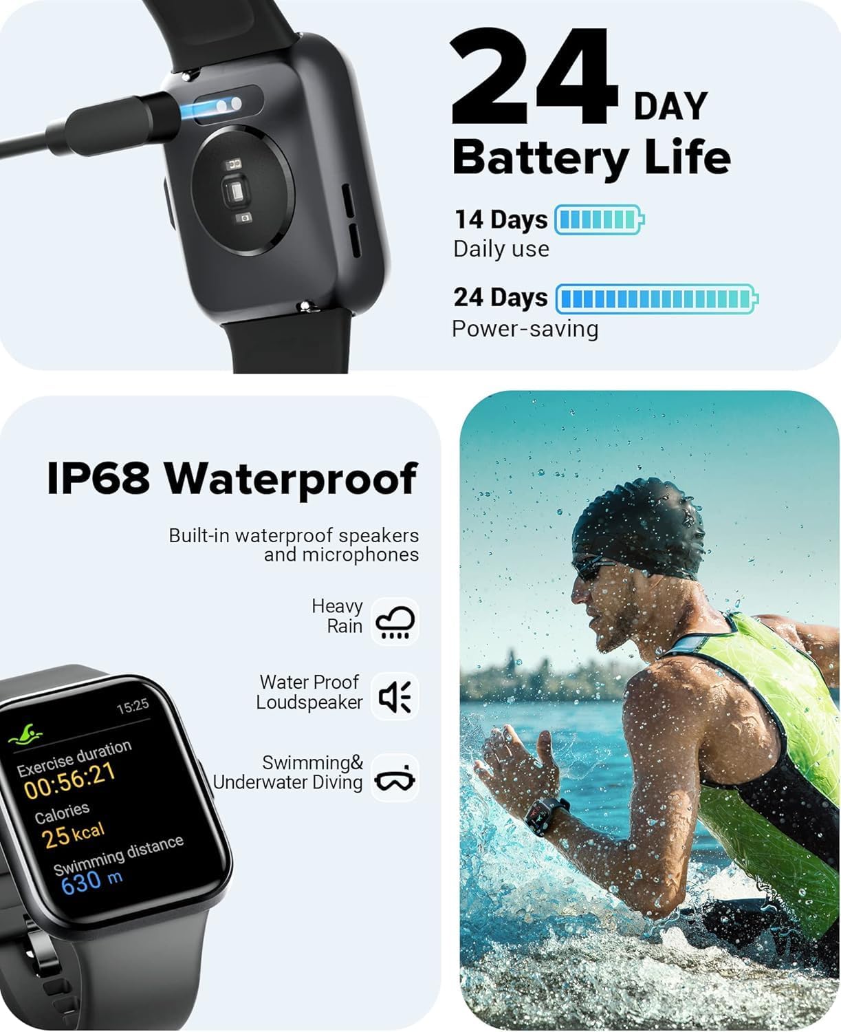 Smart Watch for Men Women Android iPhone, Alexa Built-in Fitness Watch with 1.8" LCD Screen & Bluetooth Call (Make/Answer), Heart Rate/SpO2/Sleep Monitor, 100 Sports, IP68 Waterproof Smartwatch - Image 6