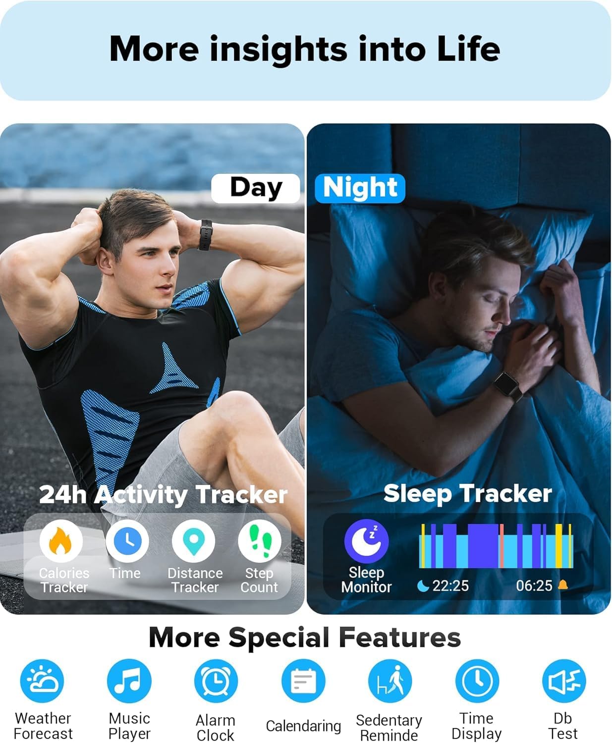 Smart Watch for Men Women Android iPhone, Alexa Built-in Fitness Watch with 1.8" LCD Screen & Bluetooth Call (Make/Answer), Heart Rate/SpO2/Sleep Monitor, 100 Sports, IP68 Waterproof Smartwatch - Image 7