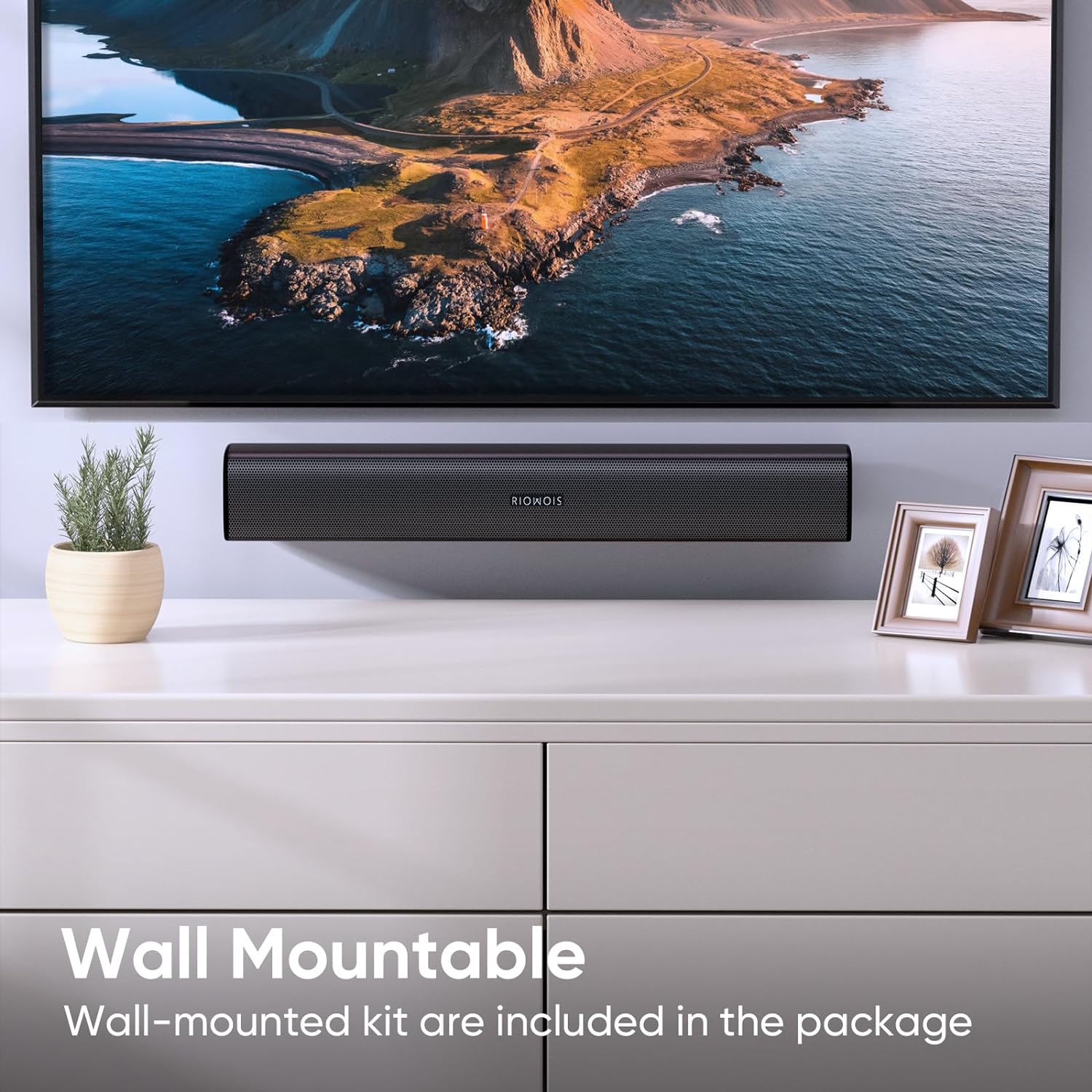 Sound Bar for Smart TV, Soundbar TV Speakers with Customized Bass Reflector, Compact Design and Easy Set up, Home Audio Surround Sound System for TV PC Projector, Wall Mountable - Image 6