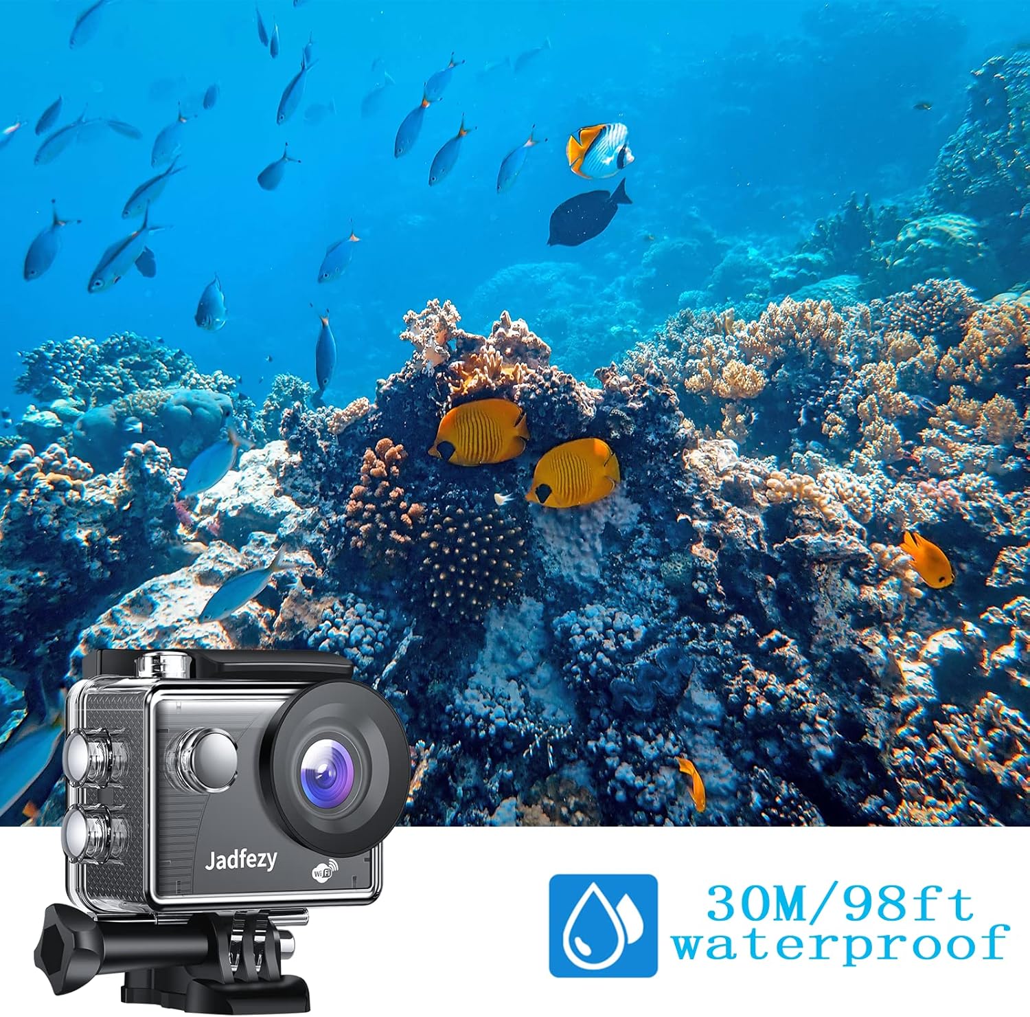 WiFi Action Camera Ultra HD 1080P, 12MP Sports Camera Wide-Angle 2" LCD Screen, 30m/98ft Underwater Waterproof Camera with 2 Batteries and Accessories Kit for Helmet and Bicycle etc. - Image 4