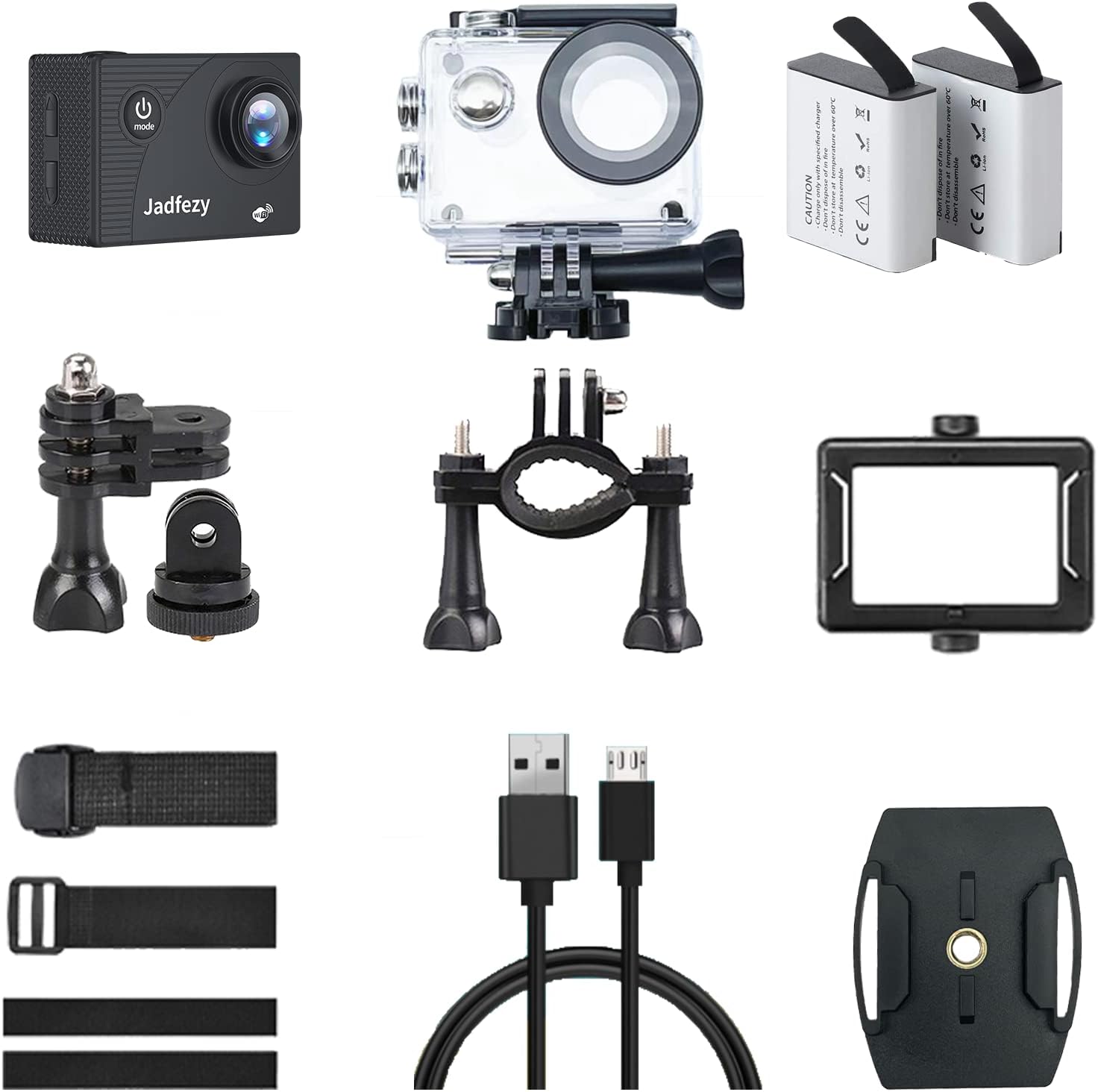 WiFi Action Camera Ultra HD 1080P, 12MP Sports Camera Wide-Angle 2" LCD Screen, 30m/98ft Underwater Waterproof Camera with 2 Batteries and Accessories Kit for Helmet and Bicycle etc. - Image 6